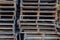 Stack of Wooden Pallets sitting on a working dock ready for outbound lobster shipments via truck and airplane