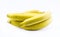 Stack of yellow bananas on a white background - front view