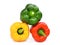 Stack of yellow,red,green, sweet bell pepper or capsicum isolate
