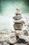 Stack of zen stones on nature background, concept of balance and harmony