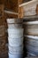 Stacked Antique Wooden Pails or Buckets