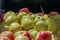 Stacked apples fresh and ready to sell at market