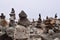 Stacked balanced stones in the beach