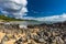 Stacked balancing rocks on the beach between Cairns and Port Dou