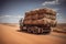 stacked bales of raw materials being transported by truck in the mining industry