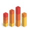 Stacked bar chart of 4 columns. 3D isometric colorful vector graph