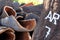 Stacked bark against cork oak, Alentejo, Portugal