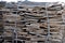 Stacked bark of raw cork oak