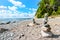 Stacked beach stones on RÃ¼gen Island, northern Germany