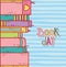 Stacked books education literature striped background