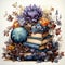 Stacked Books Surrounded by Gothic Flowers and a Globe AI Generated