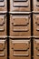 Stacked brown ammunition boxes