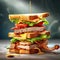 Stacked Chicken and Bacon Club Sandwich