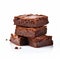 Stacked Chocolate Brownies On White Background