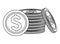 Stacked coins icon black and white