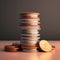 Stacked Coins On A Table: A Simple And Balanced Composition In Tonalist Style