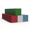 Stacked color cargo containers over white 3D Illustration