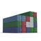 Stacked color cargo containers over white 3D Illustration