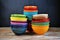 stacked colorful ceramic bowls of different sizes