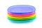 Stacked colorful plastic plates