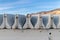 Stacked concrete barriers