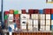 Stacked containers at a container terminal