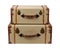 Stacked Deco Wood Burlap Suitcases