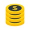 Stacked dollar coins money finance