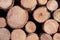 Stacked firewood as background, closeup. Decorative material