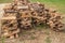 Stacked firewood outdoors