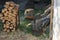 Stacked firewood in a pile pile of firewood