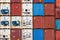 Stacked freight shipping containers