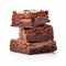 Stacked Fudge Brownies: Authentic, Diagonal Design On White Background