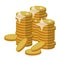 Stacked golden coins icon cartoon