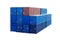 Stacked group of cargo high super heavy containers isolated
