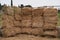 Stacked haystack background. Agriculture harvest