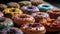 Stacked homemade donuts, a sweet indulgence celebration generated by AI