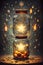 Stacked Illuminated Jars with Alchemical Symbols and Elements. AI generated