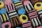 Stacked liquorice all sorts