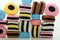 Stacked liquorice all sorts