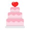 Stacked love cake flat icon, valentines day