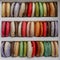 Stacked macarons multicolor cookies in box