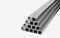 Stacked metal square thick-walled profile pipe side view.Vector illustration for business and industrial.