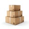 Stacked Package Boxes Isolated on White Background. Generative ai