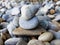 Stacked pebbles. Various stones of different shapes and sizes.