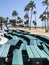 Stacked Picnic Tables Indicate Pandemic Closure Of Fort Lauderdale Beach
