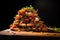 stacked pile of bruschetta, a play of shadows and highlights