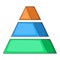 Stacked pyramid icon, cartoon style