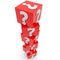 Stacked red cubes with question mark concept