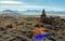 Stacked rocks in the desert